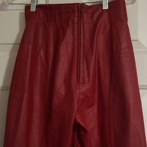 Red leather pants